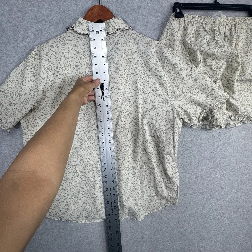 ULlala Floral Cotton VTG Set Delia ShortS Sleep Set Womens L Pajamas 2‎ Piece
